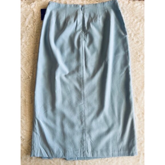 Light Blue Sag Harbor Midi Skirt w/ Front Slit & Back Zip Closure Size 8P Petite - Picture 4 of 5
